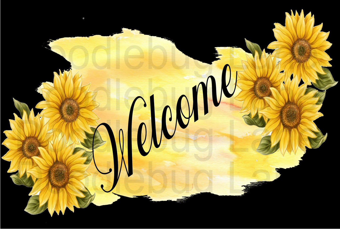 Metal Wreath Sign - Welcome Summer - Sunflower Wreath Sign - Welcome Sign - Black And Yellow - Rectangle Sign