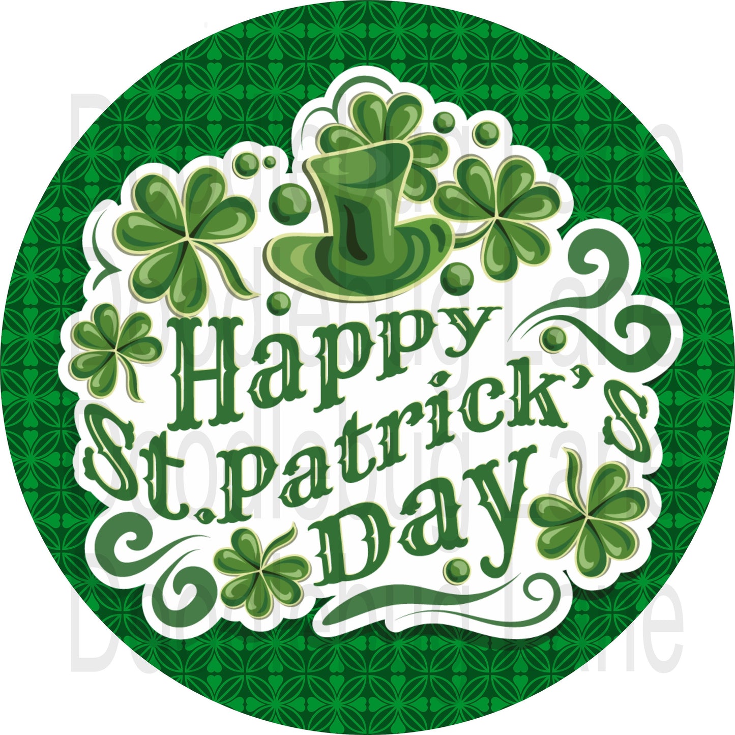 St Patricks Day Sign-Happy St Patricks Day-Shamrock-Leprachaun Hat-Round Sign-Metal Wreath Sign