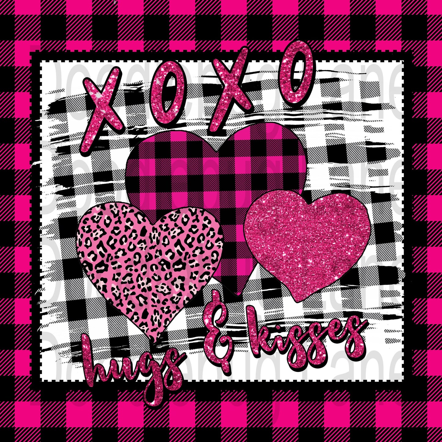 Hugs And Kisses Wreath Sign - Metal Wreath Sign - Valentine Wreath Sign - Pink And Black