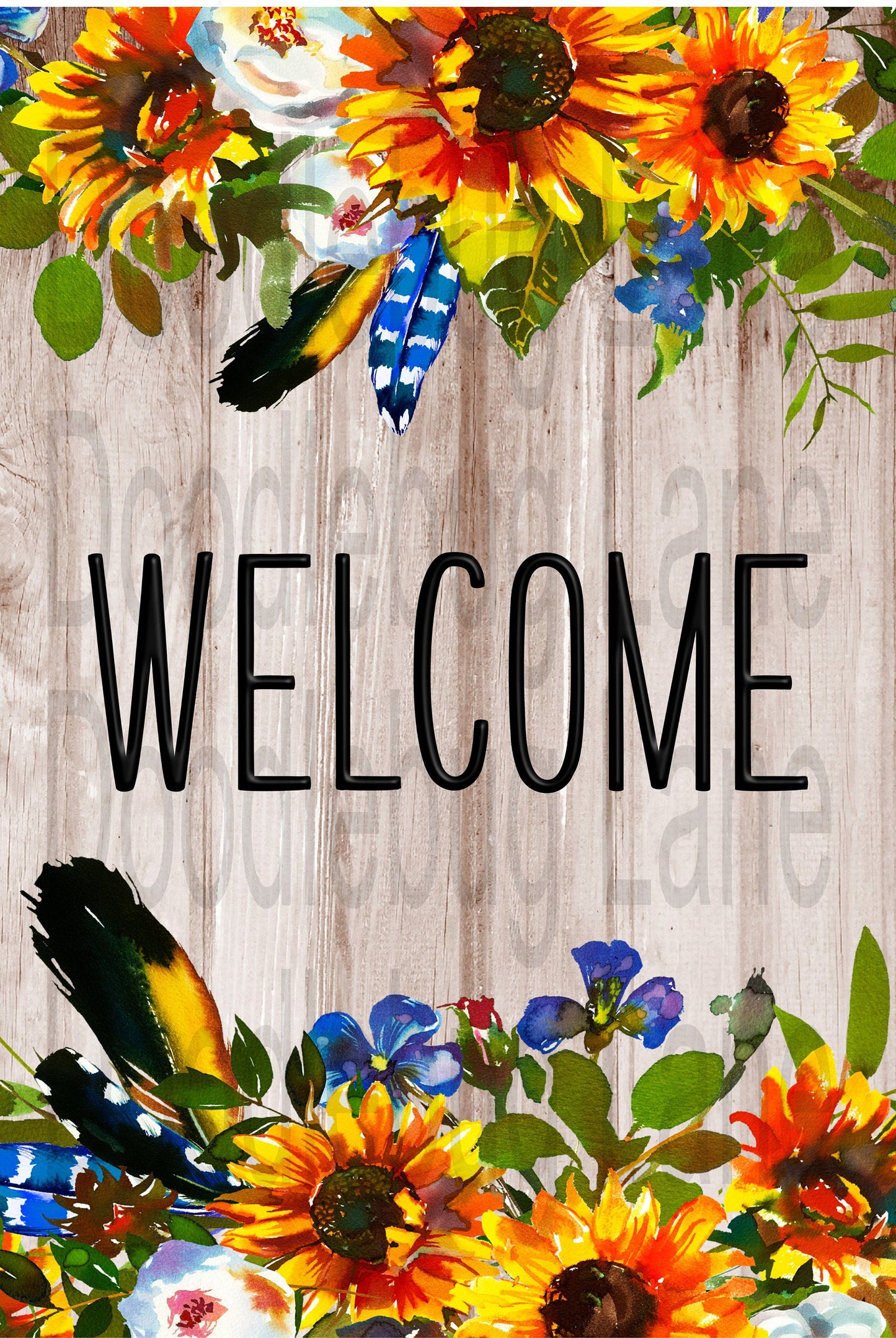 Welcome Wreath Sign - Sunflower Sign - Sunflower Decor - Metal Wreath Sign - Welcome Sign - Rectangle Sign