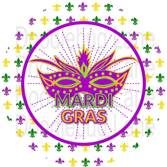 Mardi Gras Sign - Mardi Gras Mask - Fleur De Lis Sign - Metal Wreath Sign - Round Sign