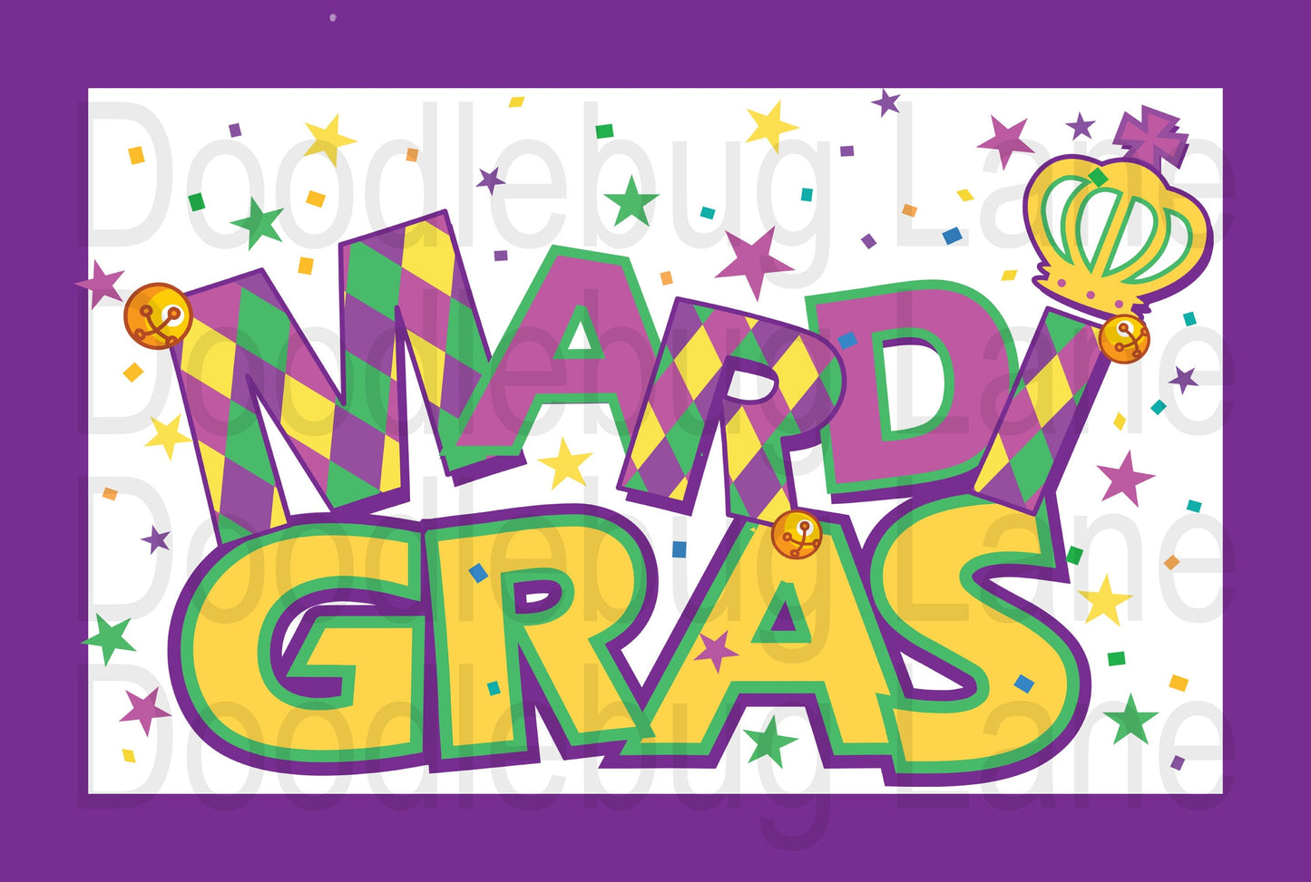 Mardi Gras Wreath Sign - Mardi Gras Crown - Mardi Gras Confetti - Metal Wreath Sign - Rectangle Sign