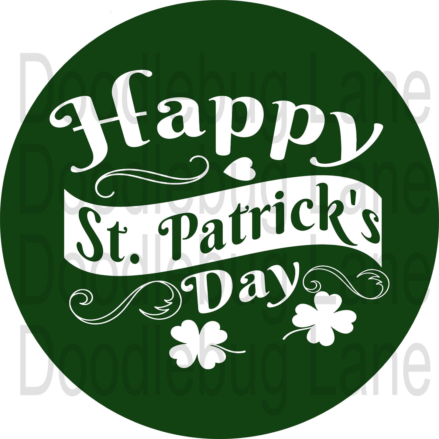 St Patricks Day Wreath Sign - Happy St Patricks Day - Green And White - Round Sign - Four Leaf Clover