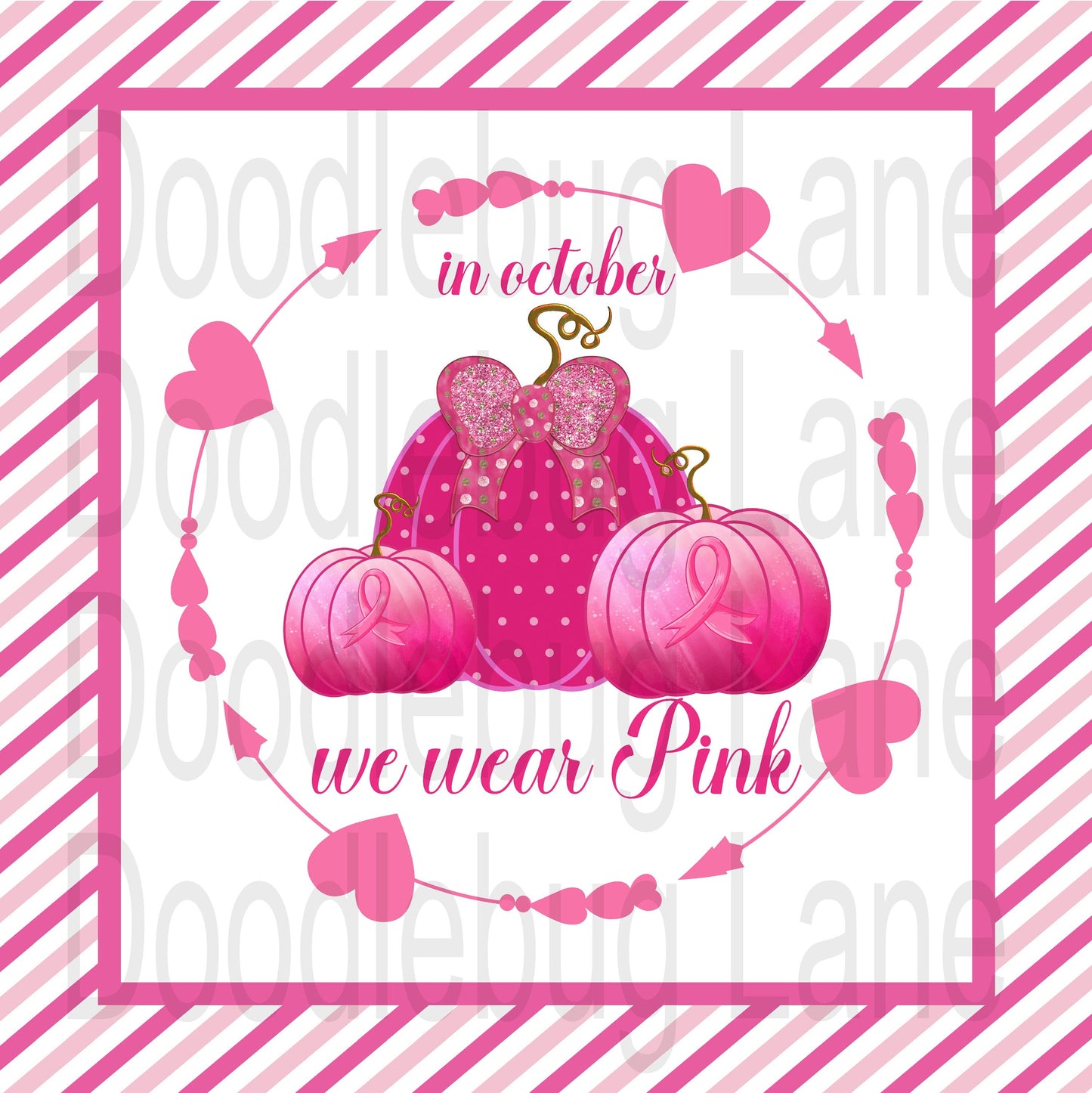 Breast Cancer Awareness Sign - Metal Wreath Sign - In October We Wear Pink - Cancer Sign For Wreath - Square Sign