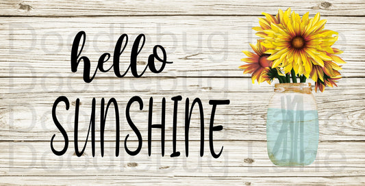 Hello Sunshine Wreath Sign-Mason Jar-Sunflower Sign-Farmhouse Wreath Sign-Metal Wreath Sign-Rectangle Sign