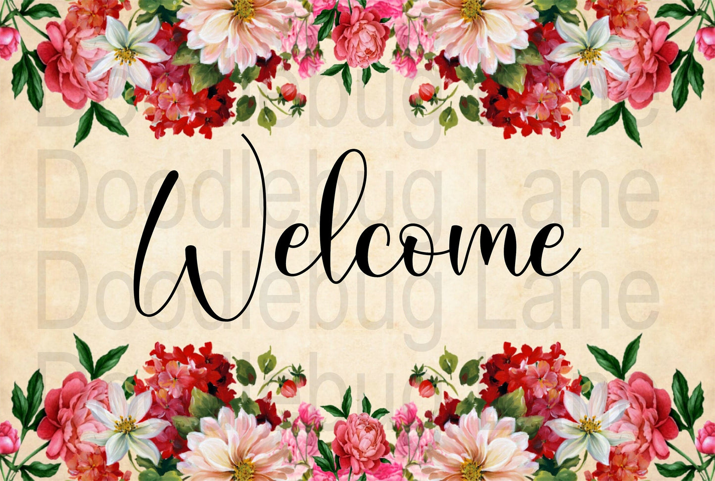 Welcome Wreath Sign-Floral Welcome Sign-Spring Flowers Sign-Everyday Wreath Decor-Metal Wreath Sign-Rectangle Sign