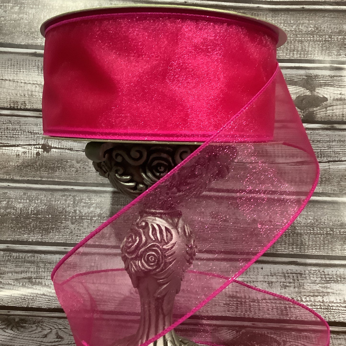 Wired Ribbon - Fuschia Ribbon - Sheer Ribbon - Spring Ribbon - Easter Ribbon - 2.5" x 5 Yards