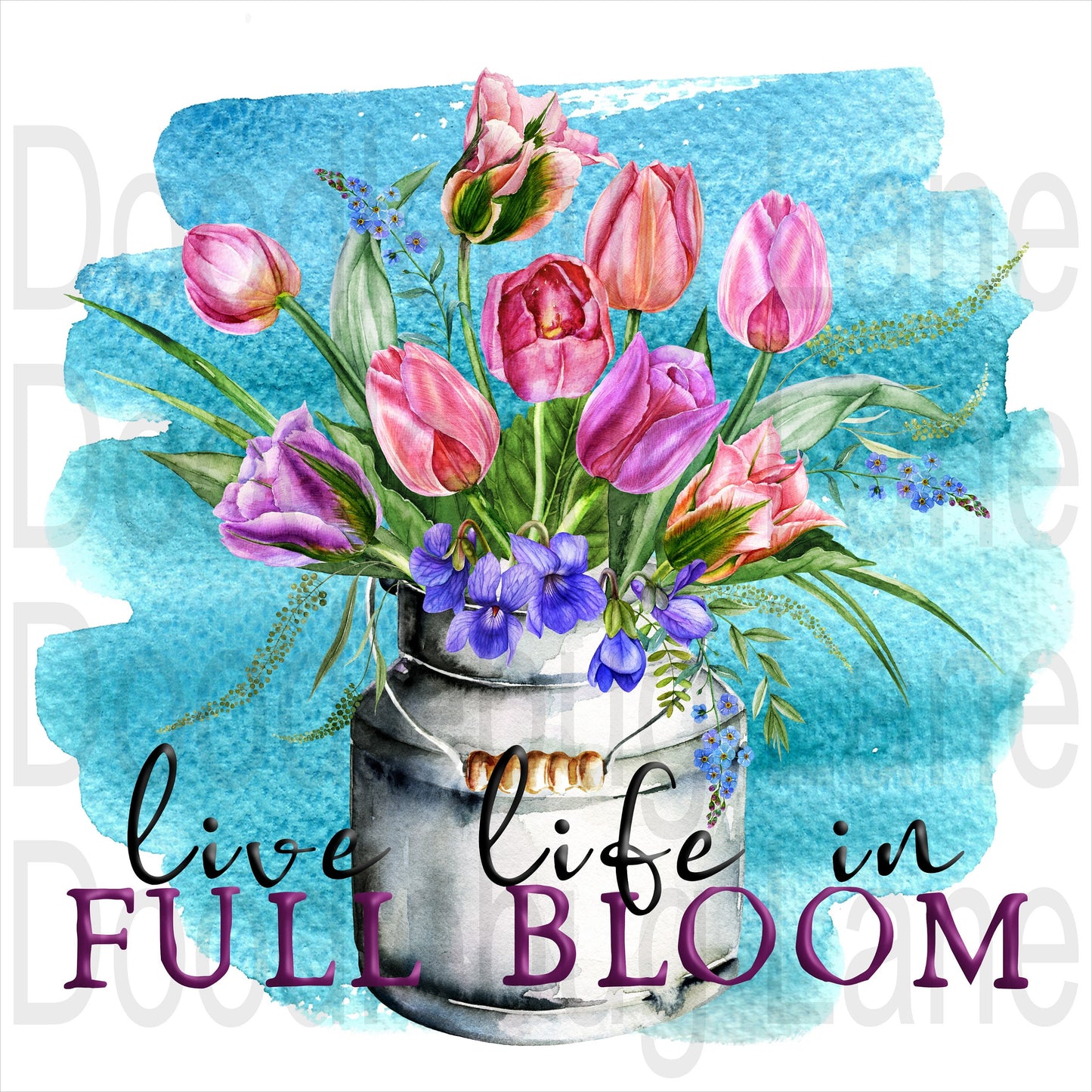 Metal Wreath Sign - Live Life in Full Bloom - Spring Sign - Tulips - Milk Can -Square Sign