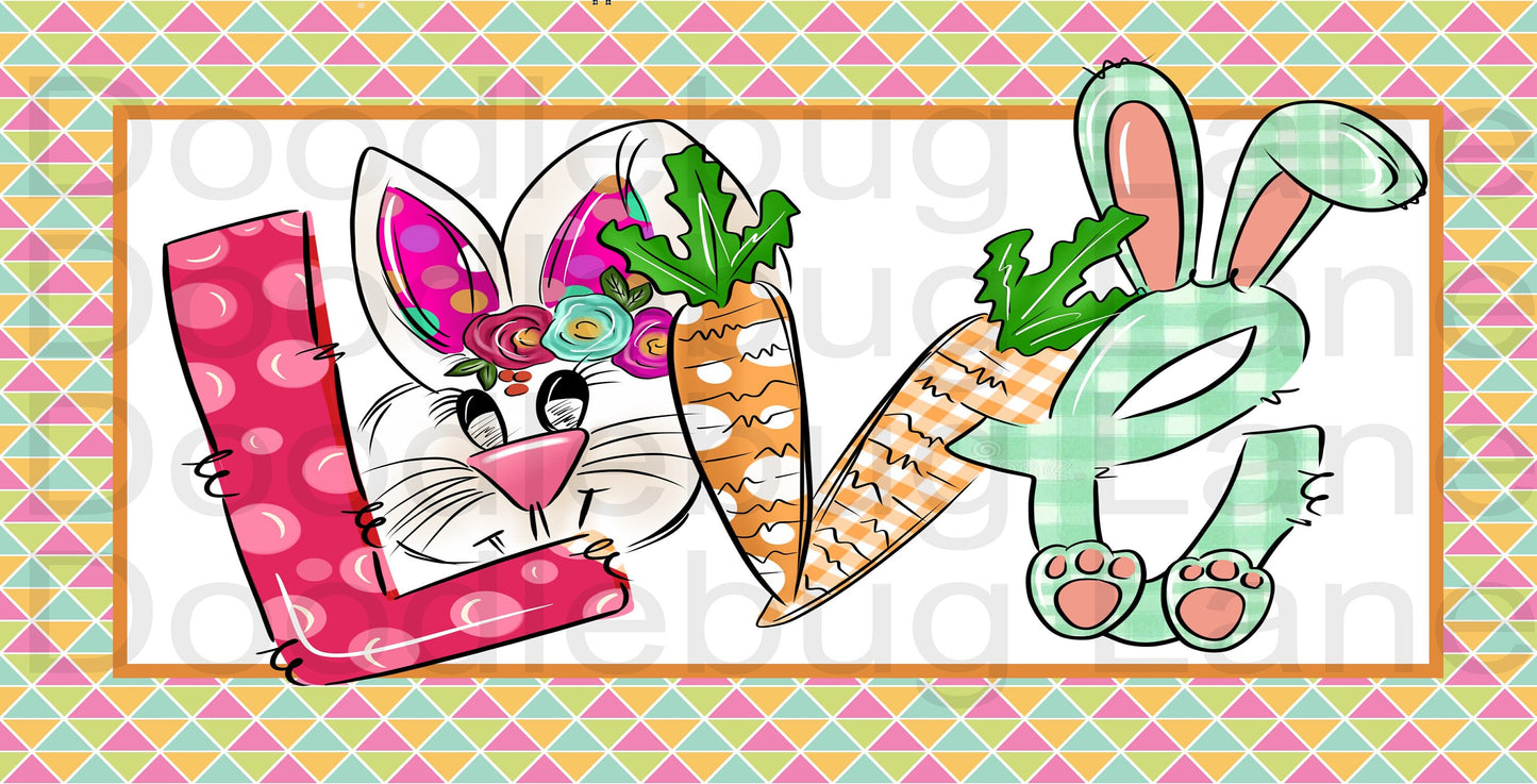 Easter Wreath Sign-Easter Bunny-Carrots-Bunny Ears-Love-Rectangle Sign-Metal Wreath Sign