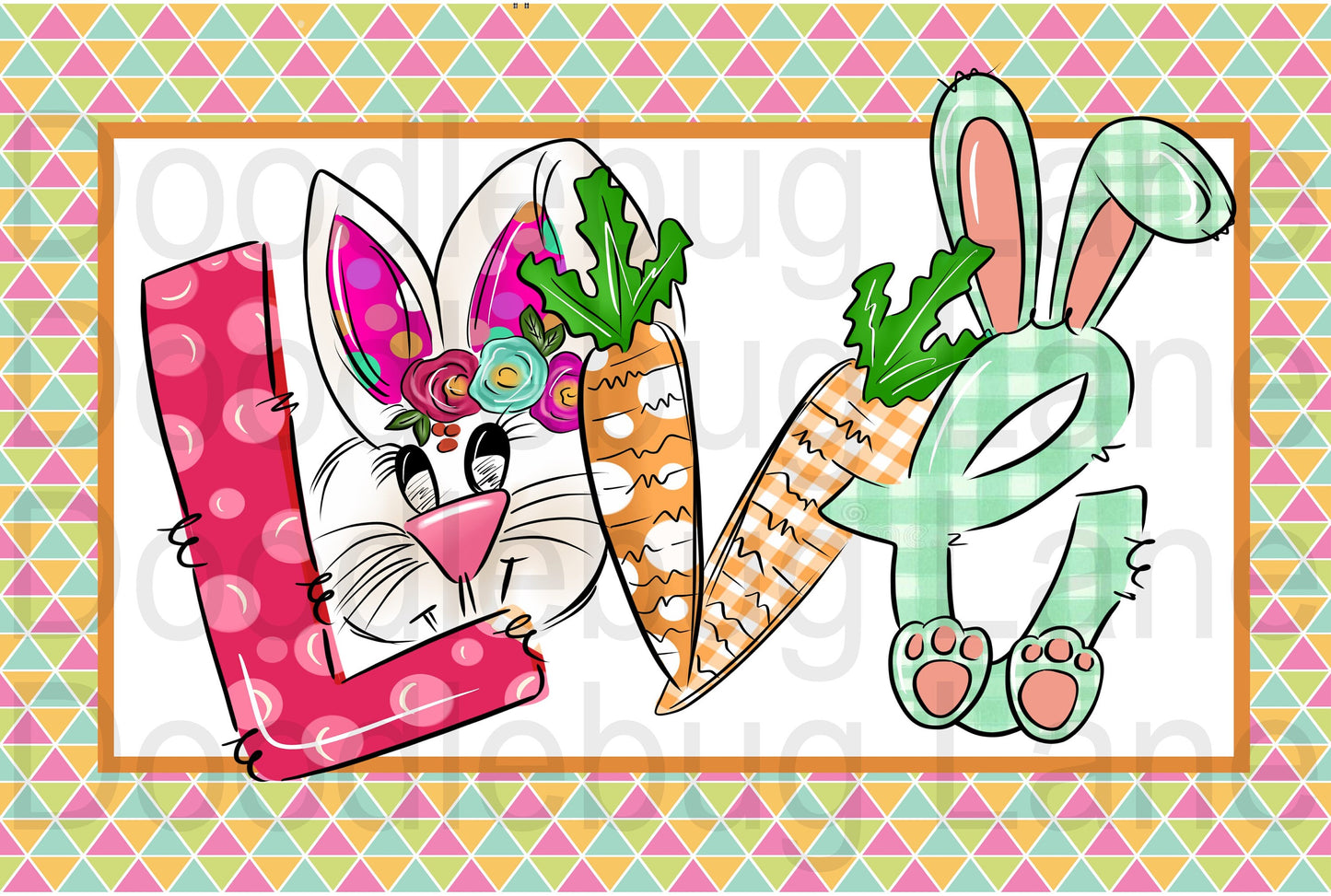 Easter Wreath Sign-Easter Bunny-Carrots-Bunny Ears-Love-Rectangle Sign-Metal Wreath Sign