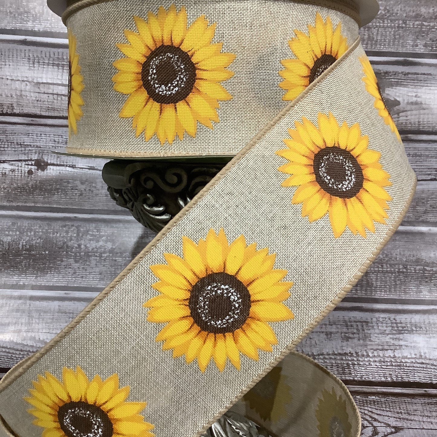 Sunflower Ribbon - Wired Ribbon - 2.5" x 5 yards - Yellow Sunflower Ribbon