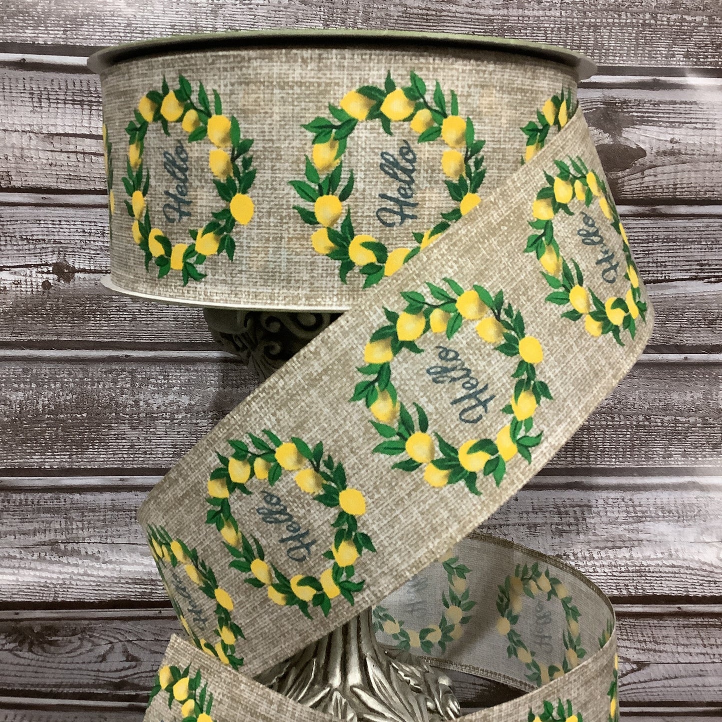 Wired Ribbon - 2.5" x 5 yards - Lemon Ribbon - Lemon Wreath - Fruit Ribbon -Hello - Spring Ribbon