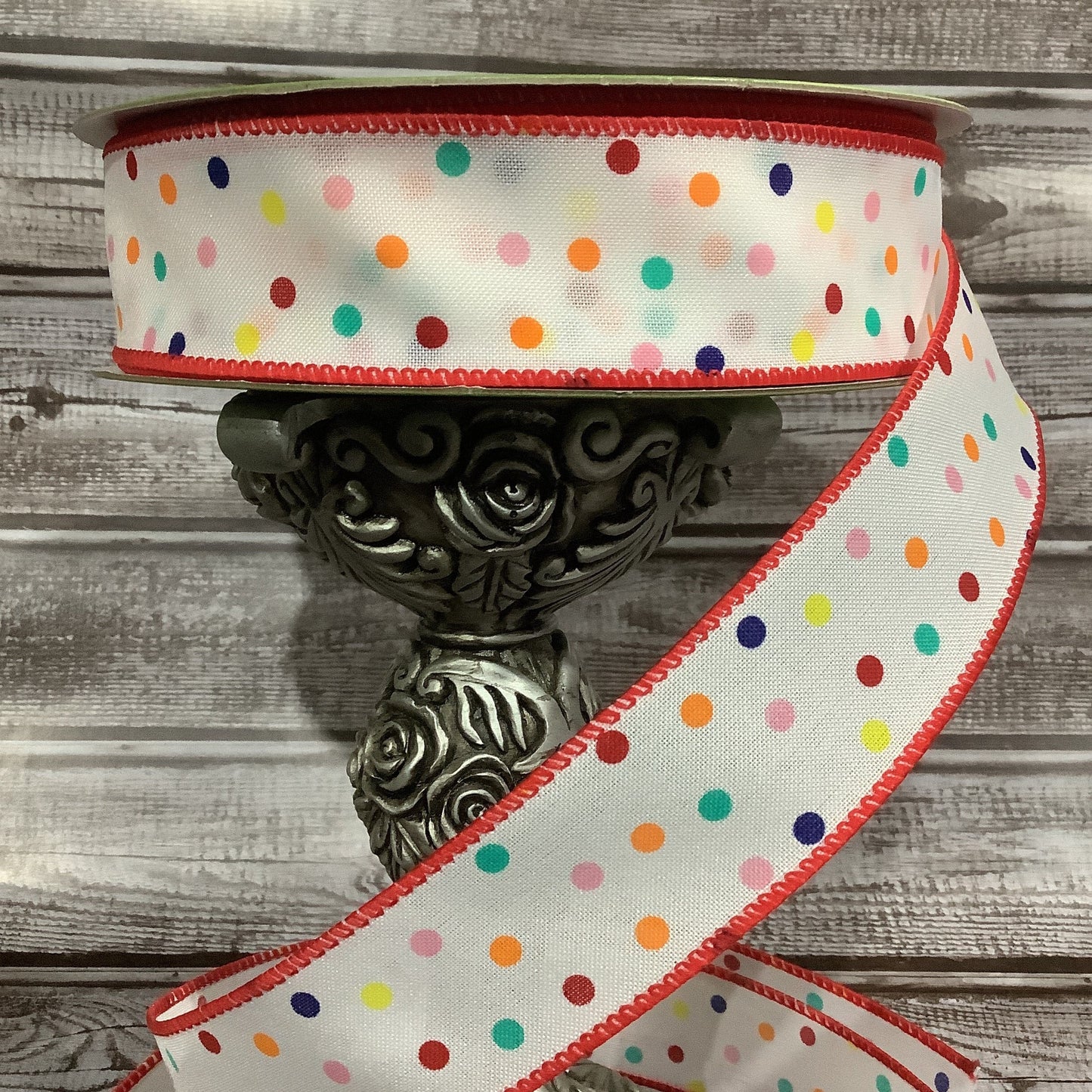 Wired Ribbon - Spring Ribbon - Polka Dot Ribbon - Birthday Ribbon - All Occasion Ribbon - 1.5" x 5 yards