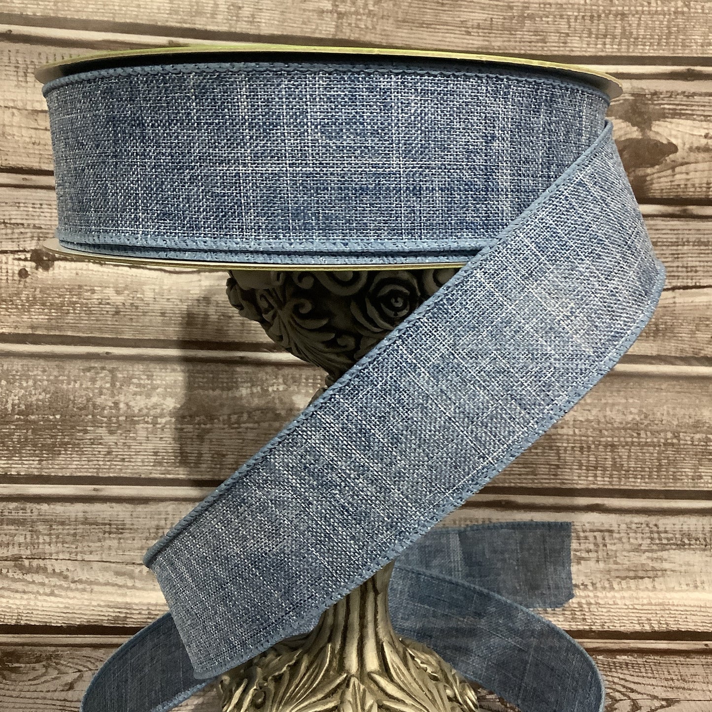 Wired Ribbon - All Occasion Ribbon - Blue Denim Color - Patriotic Ribbon - Spring Ribbon - 1.5" x 5 yards