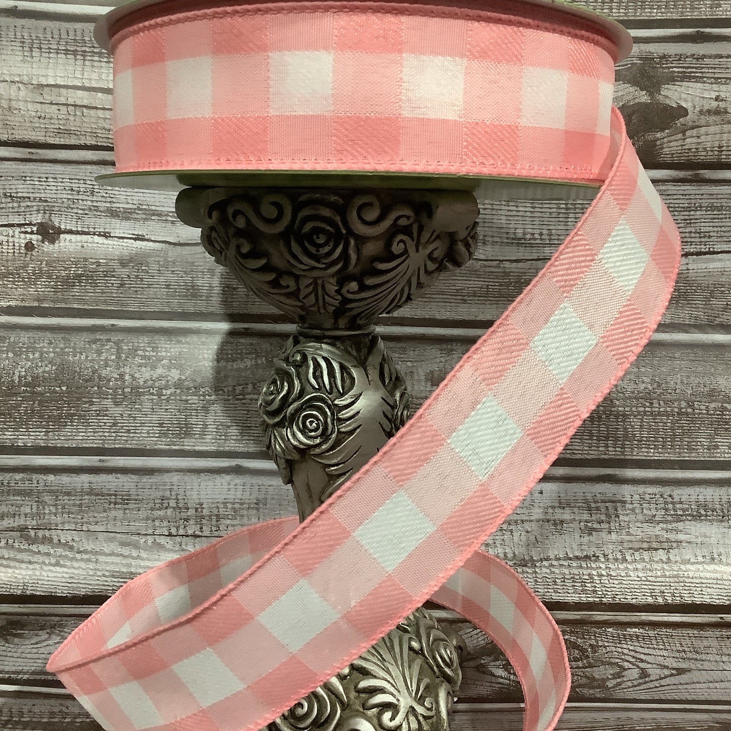 Wired Ribbon - Pink And White Plaid - Spring Ribbon - Easter Ribbon - 1.5" x 5 yards