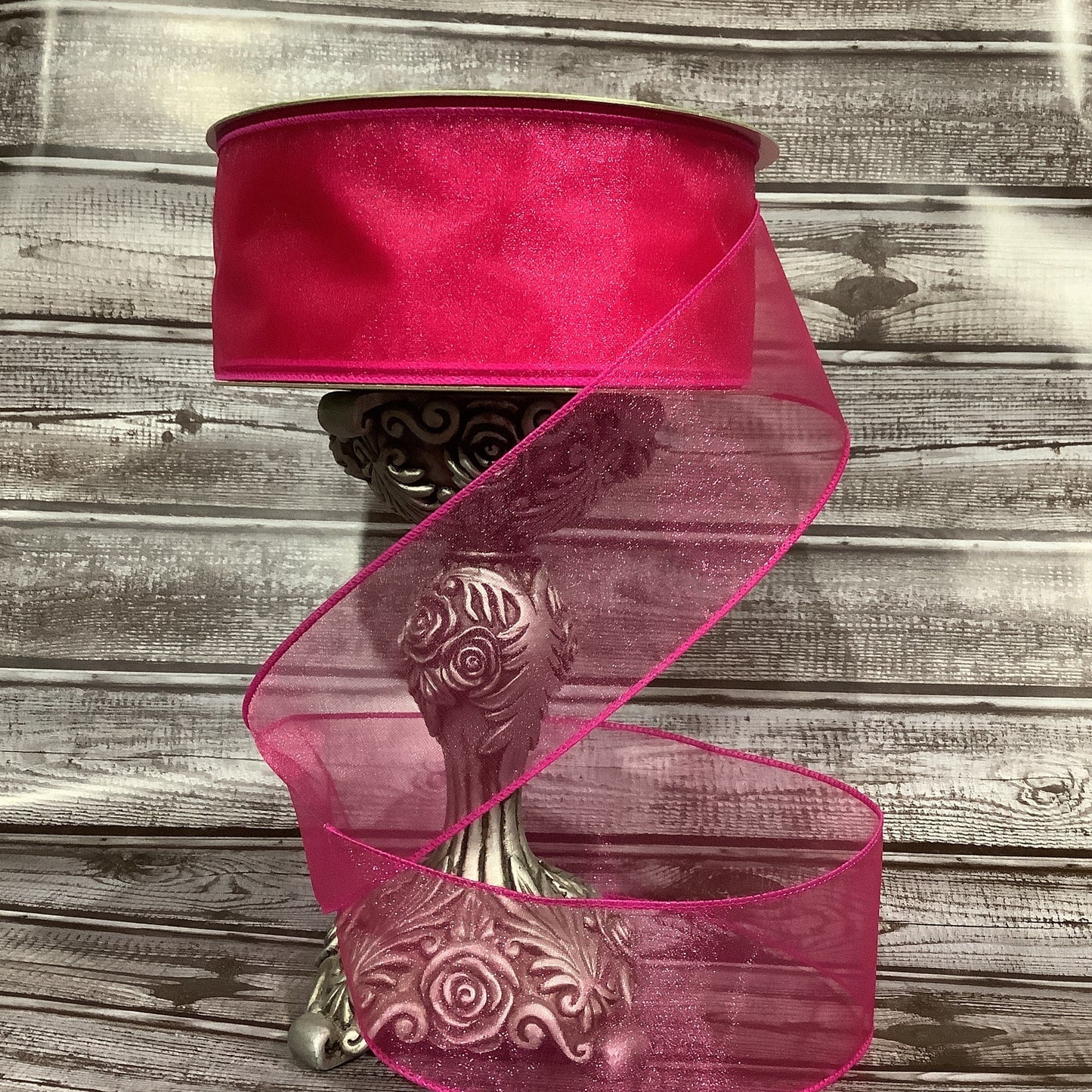 Wired Ribbon - Fuschia Ribbon - Sheer Ribbon - Spring Ribbon - Easter Ribbon - 2.5" x 5 Yards