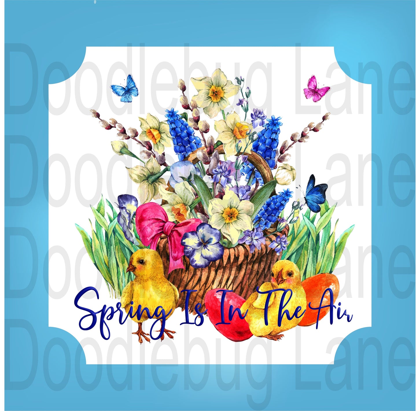 Spring Wreath Sign-Spring Sign-Springtime Decor-Spring Is In The Air-Metal Wreath Sign-Square Sign