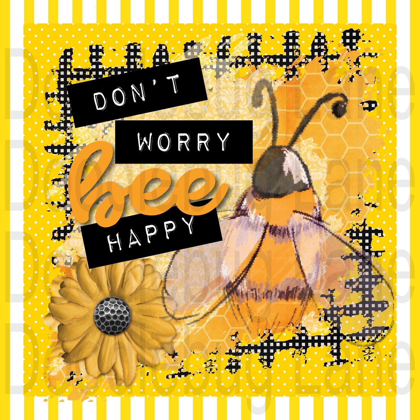 Bee Sign-Bee Wreath Sign-Spring Wreath Sign-Don't Worry Bee Happy- Metal Wreath Sign-Square Or Rectangle Available