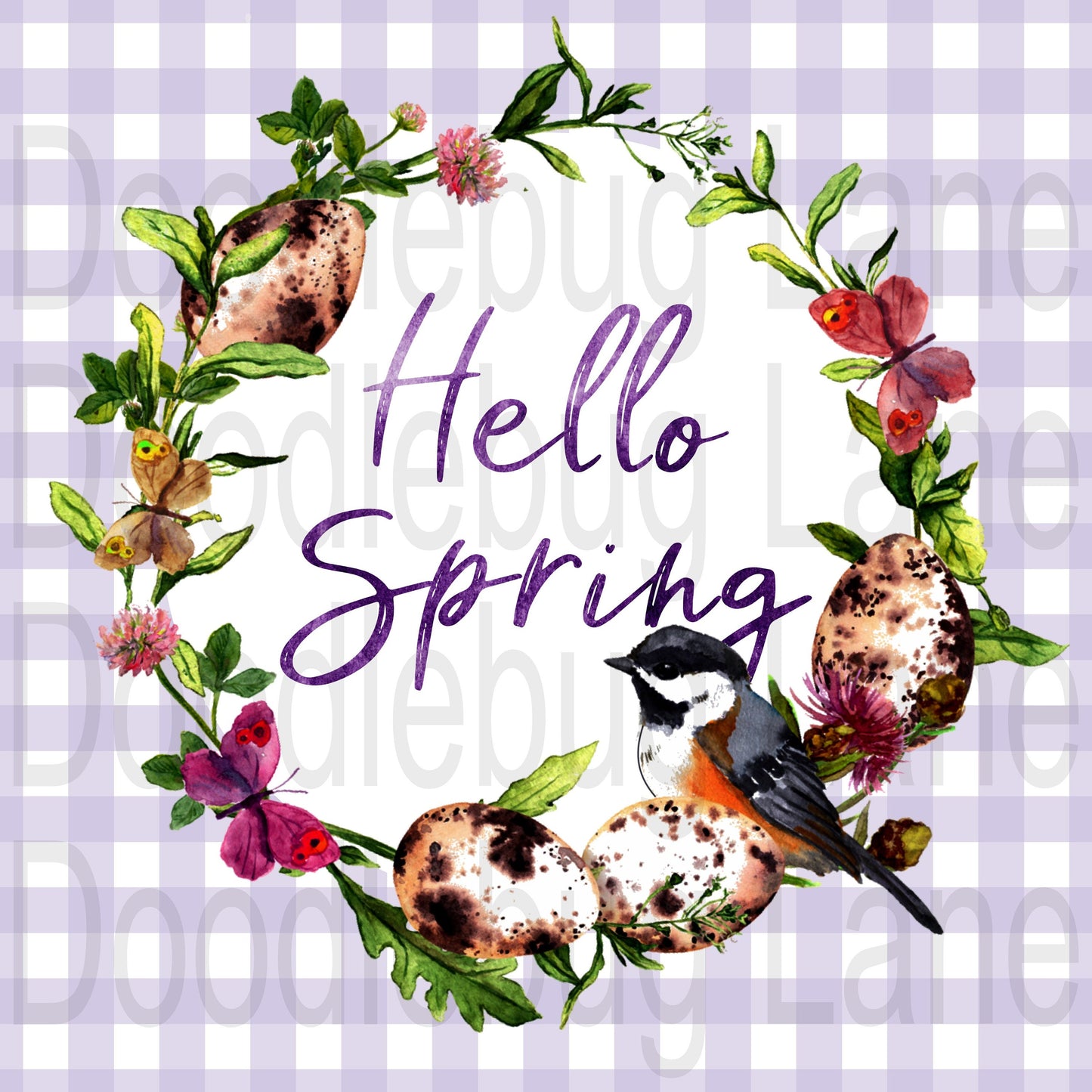 Spring Wreath Sign - Sign for Spring Wreath - Spring Sign - Hello Spring - Butterfly Sign - Bird Sign