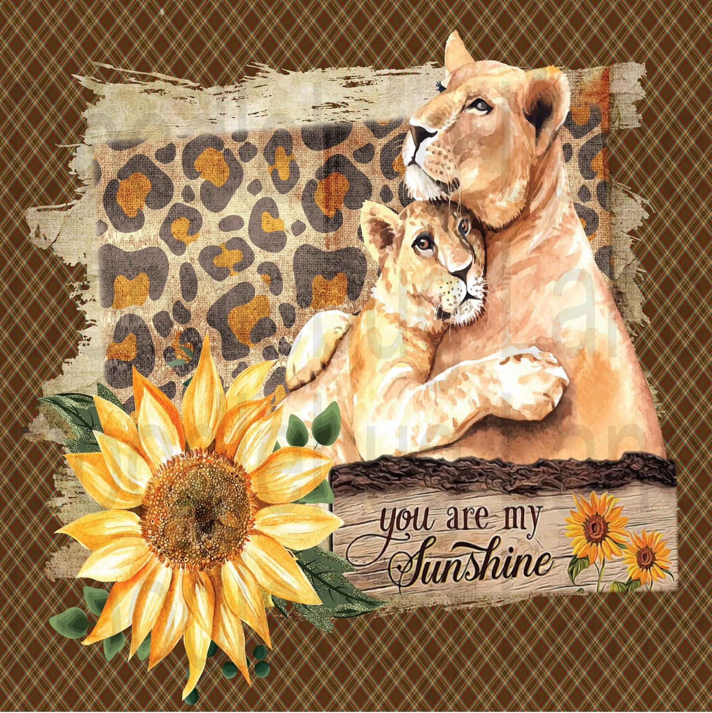 Metal Wreath Sign- Lion Sign- Sunflower Sign-You Are My Sunshine-Square Sign Leopard Print