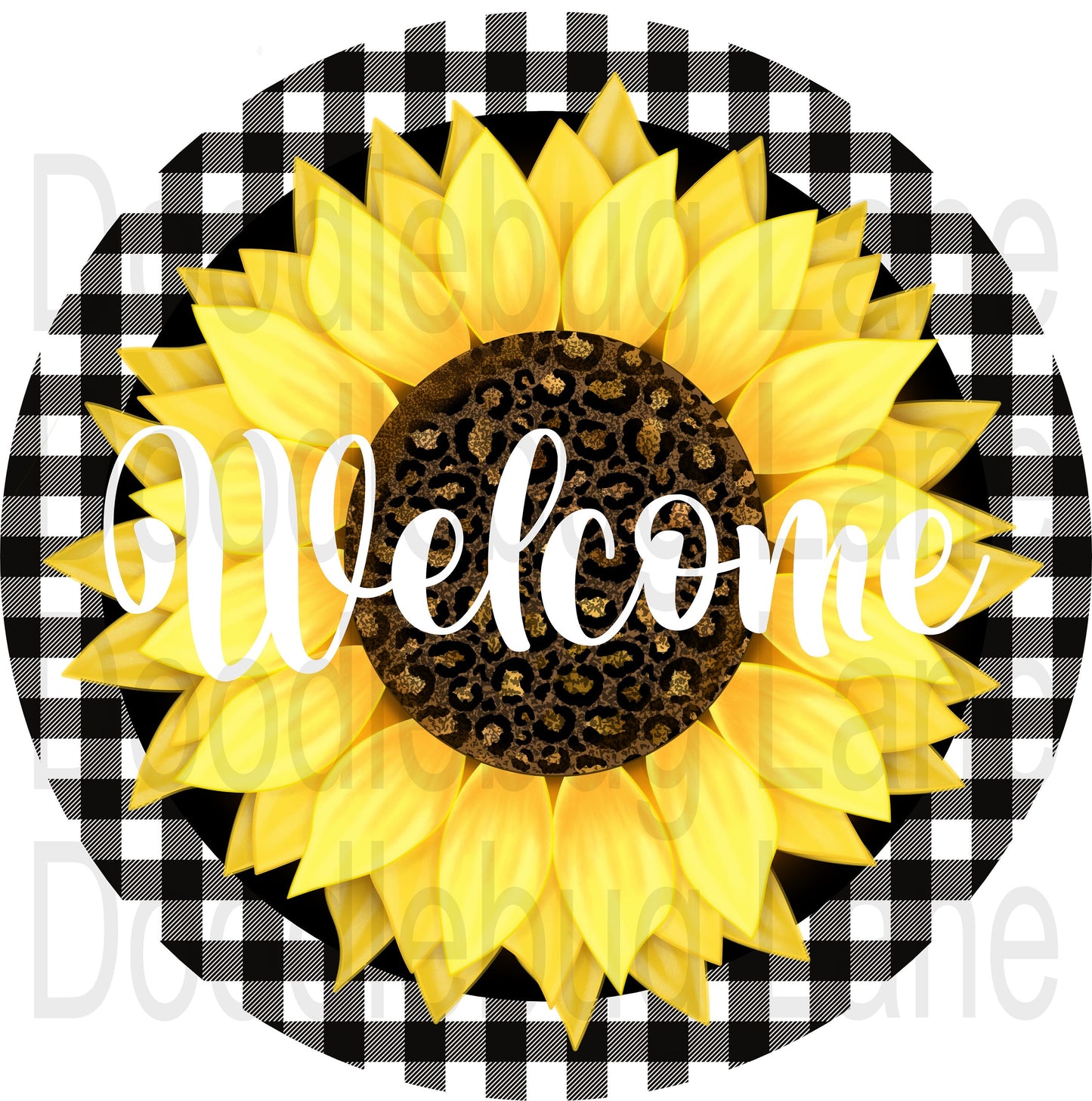 Welcome Wreath Sign-Buffalo Plaid-Welcome Sunflower Sign-Leopard Print-Round Sign-Metal Wreath Sign