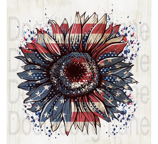 Patriotic Wreath Sign-Patriotic Sunflower-Metal Wreath Sign-American Flag-Red White And Blue Sunflower-Square Sign