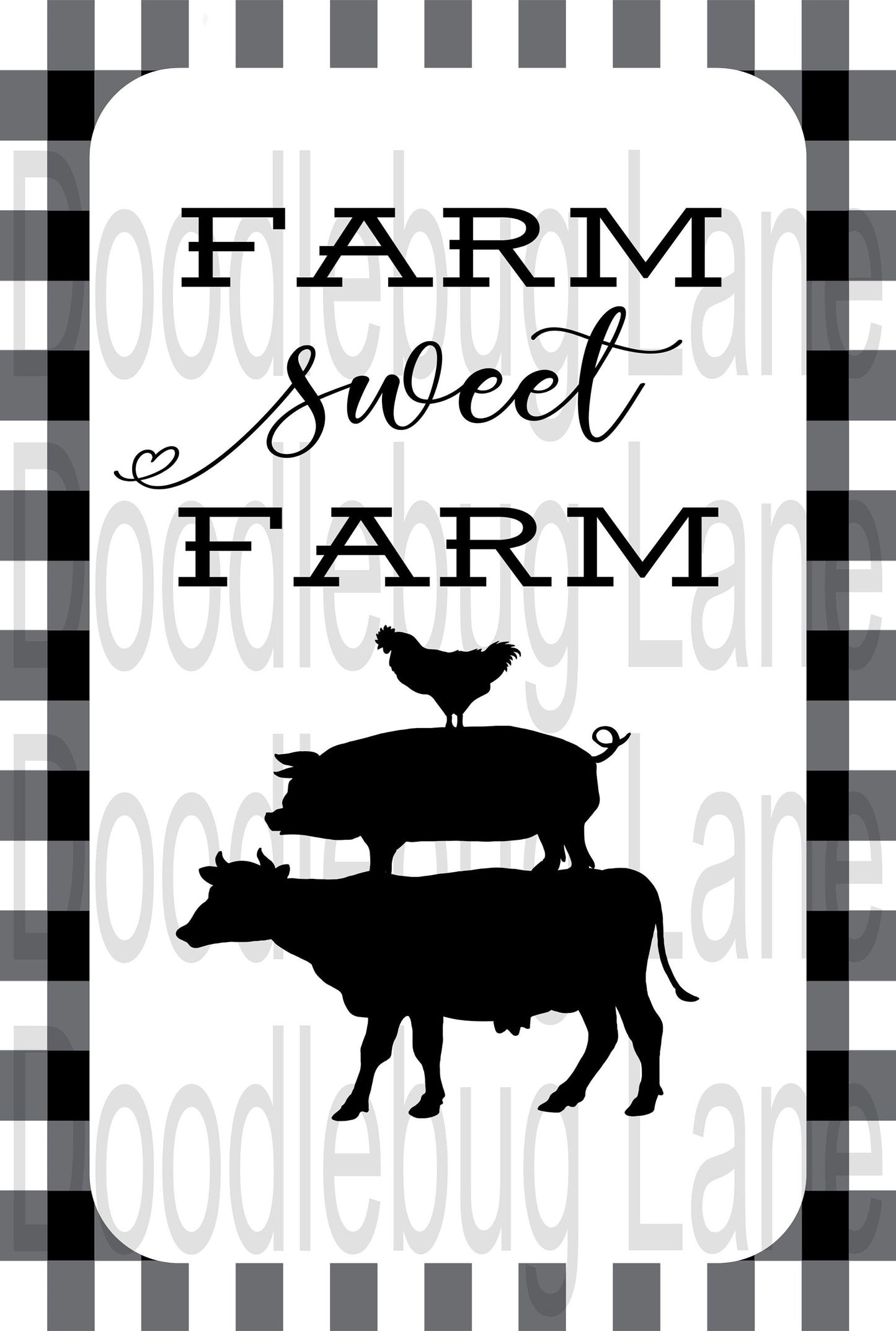 Metal Wreath Sign - Farm Sweet Farm - Farmhouse Sign - Farm Animals -  Cow - Pig - Chicken Sign - Rectangle Sign