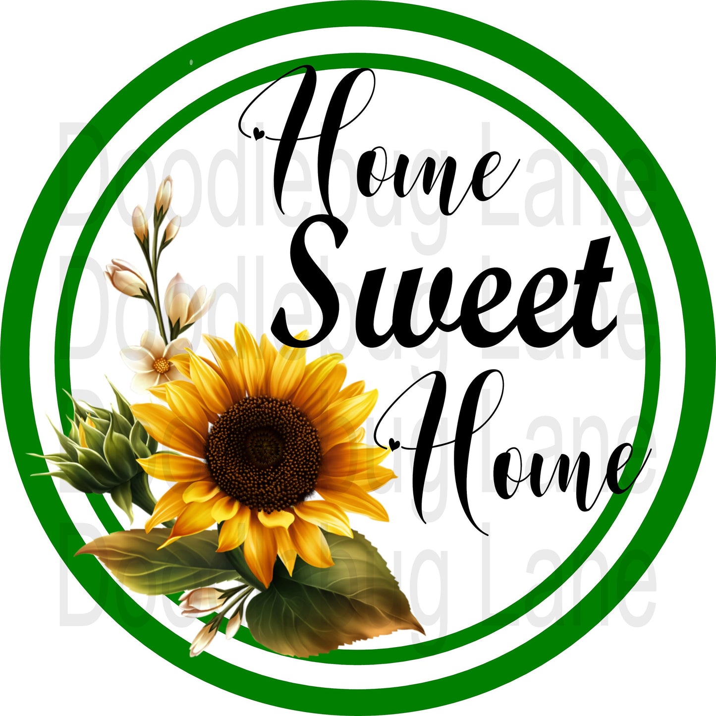 Home Sweet Home Wreath Sign-Metal Wreath Sign-Sunflower Sign-Summer Wreath Sign-Round Sign