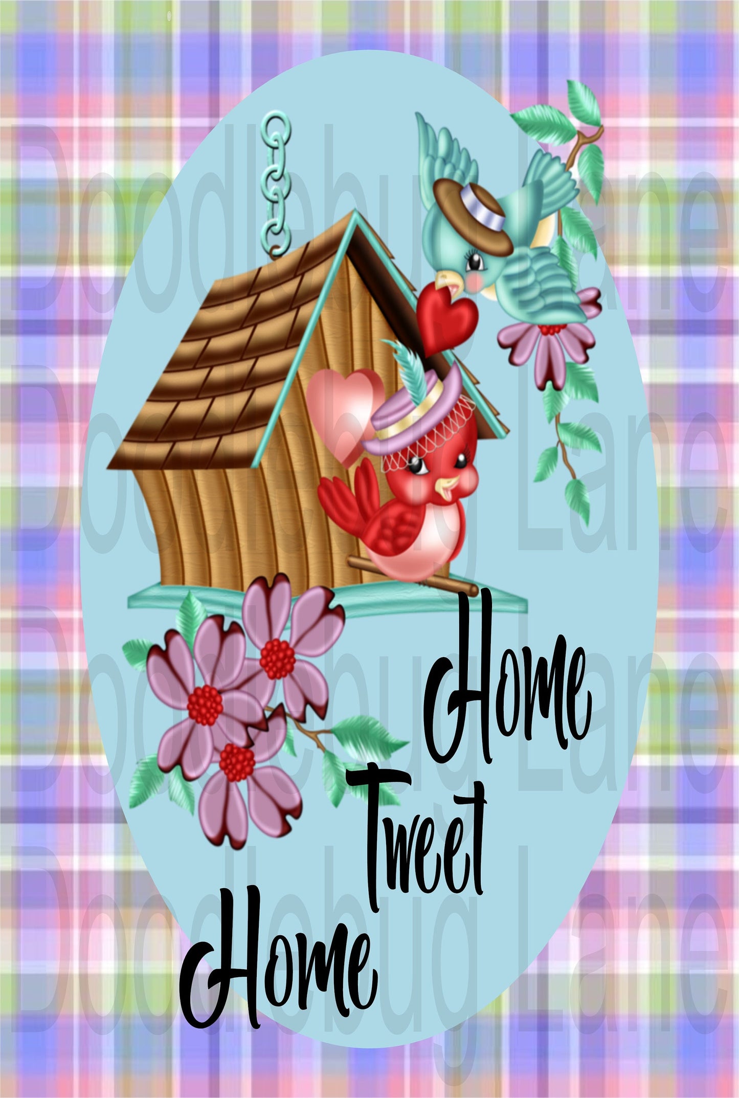 Home Tweet Home- Bird House Sign - Spring Wreath Sign- Metal Wreath Sign - Rectangle Sign