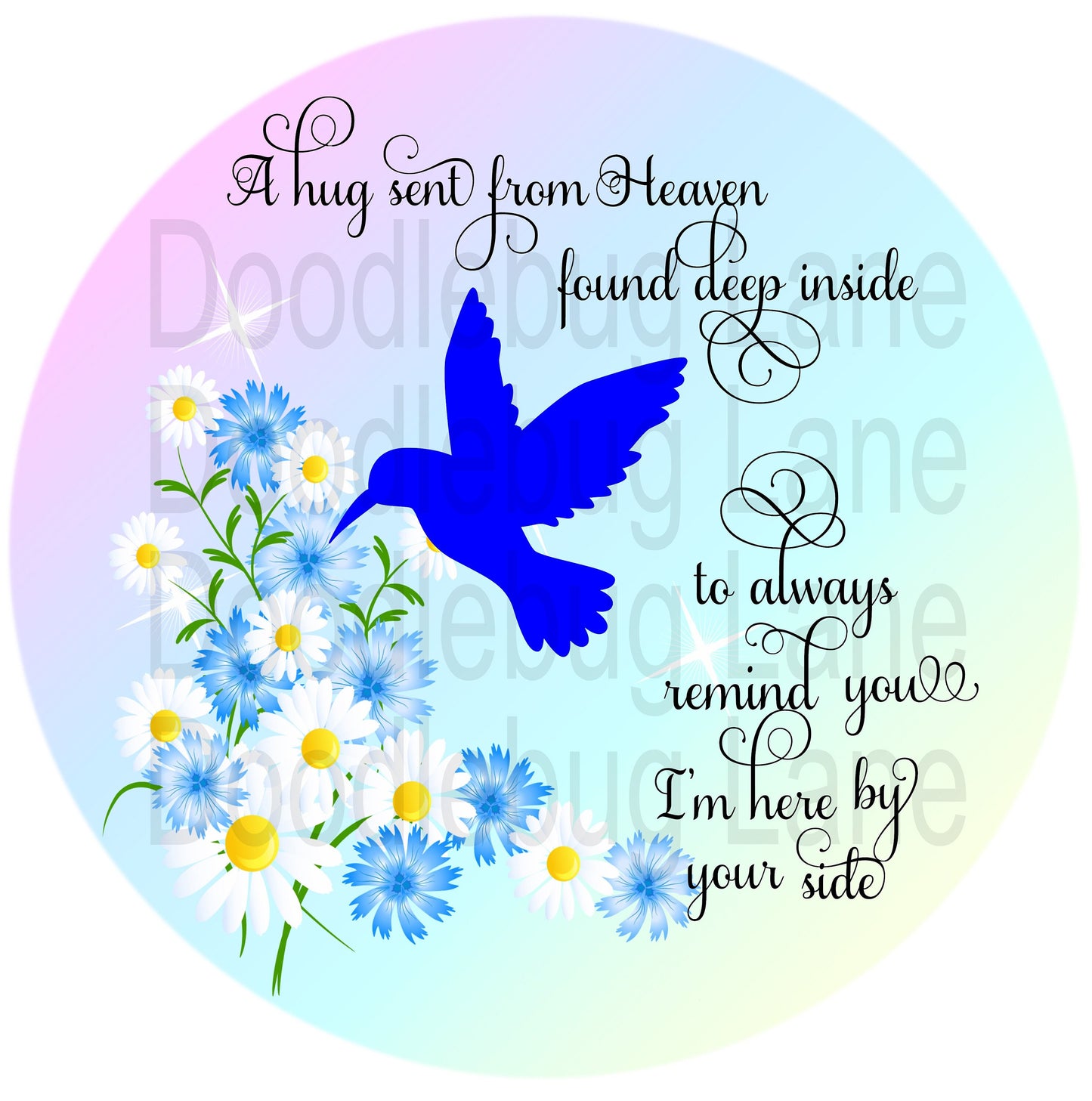 Memorial Wreath Sign-Metal Wreath Sign-A Hug From Heaven-Hummingbird Memorial-Memorial Poem-Sympathy Sign