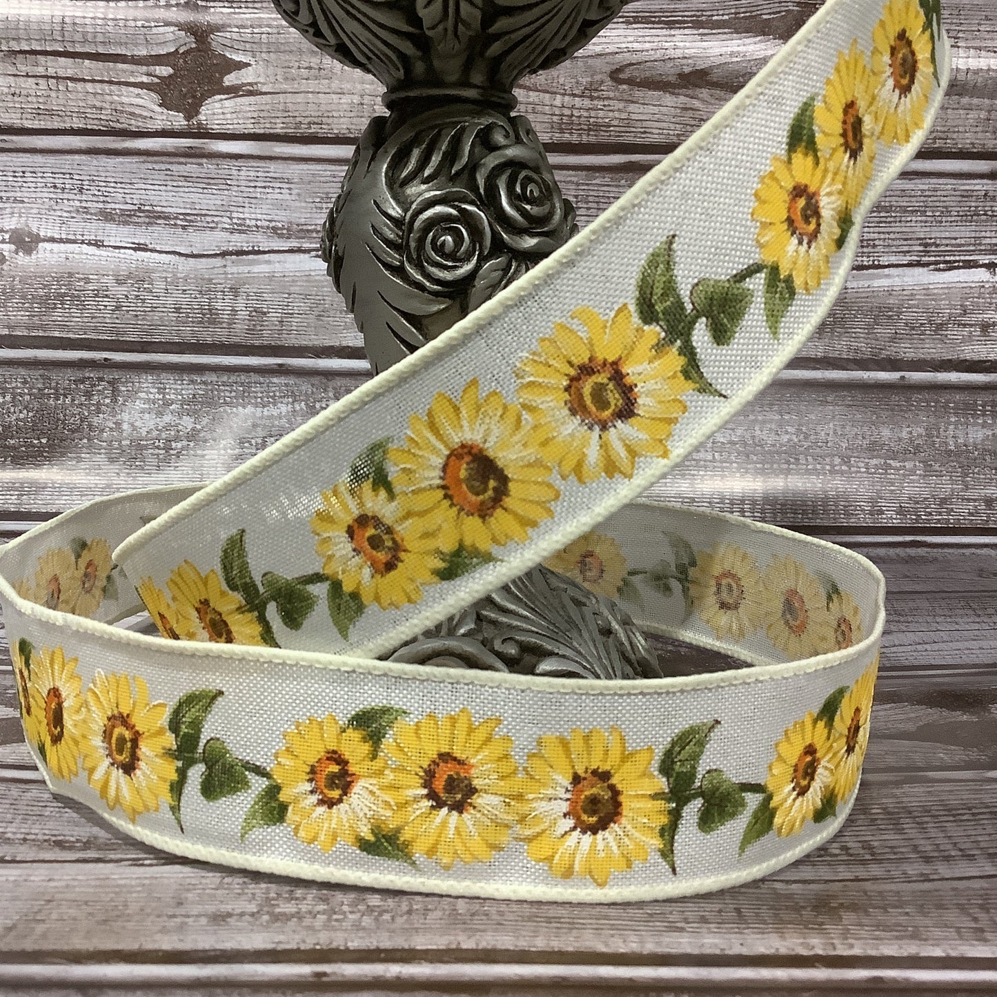 1.5" x 5 yards Sunflower Ribbon-Ribbon By The Yard-Summer Ribbon-Fall Ribbon-Floral Ribbon-Yellow Sunflower