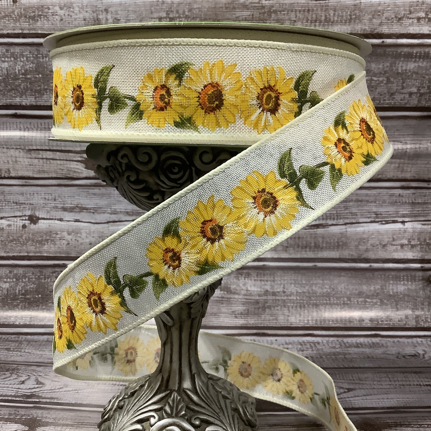 1.5" x 5 yards Sunflower Ribbon-Ribbon By The Yard-Summer Ribbon-Fall Ribbon-Floral Ribbon-Yellow Sunflower