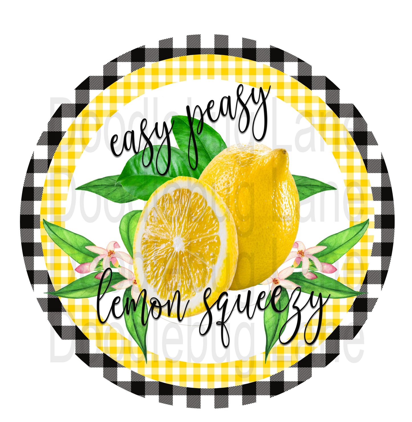 Lemon Wreath Sign-Summer Wreath Sign-Metal Wreath Sign-Easy Peasy Lemon Squeezy-Round Sign