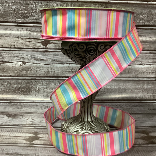 1.5" x 5 yards Pastel Colored Ribbon-Vertical Stripes-Striped Ribbon-Spring Ribbon-All Occasion Ribbon-Birthday Ribbon