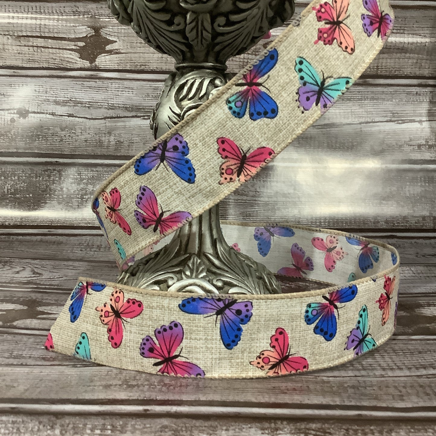 1.5" x 5 yards Butterfly Ribbon-Spring Ribbon-Multi-colored Butterflies-Summer Ribbon-All Occasion Ribbon-Wired Ribbon