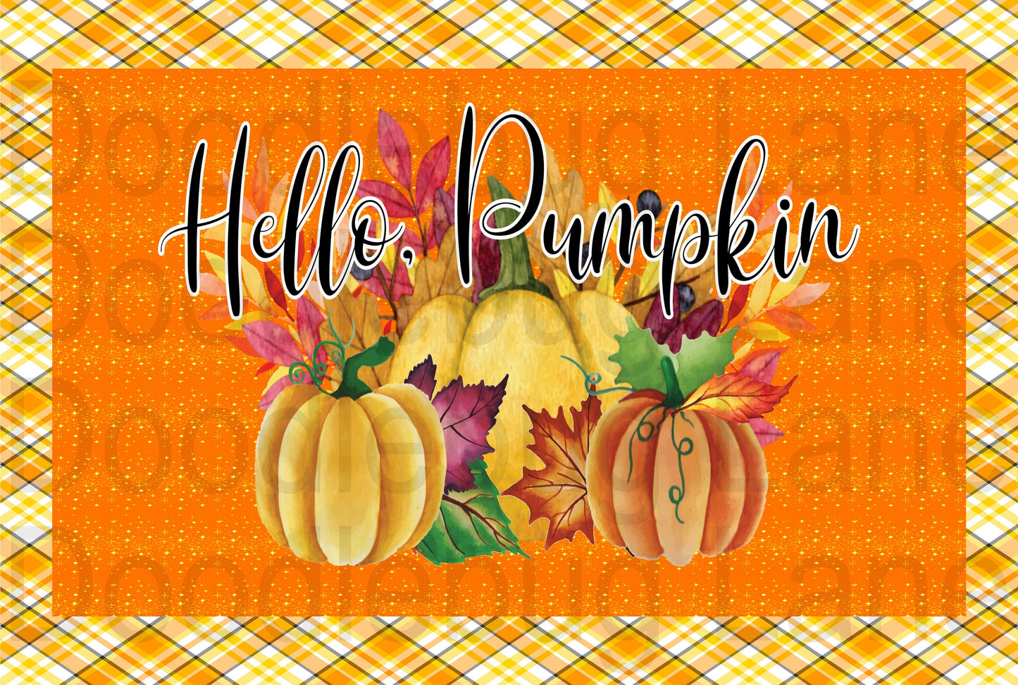 Fall Wreath Sign - Metal Wreath Sign - Pumpkin Decor - Fall Wreath Sign- Hello Pumpkin - Rectangle Sign