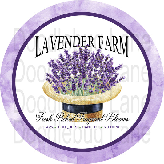 Spring Wreath Sign-Spring Sign-Lavender-Metal Wreath Sign-Lavender Farm-Round Sign-Straw Hat