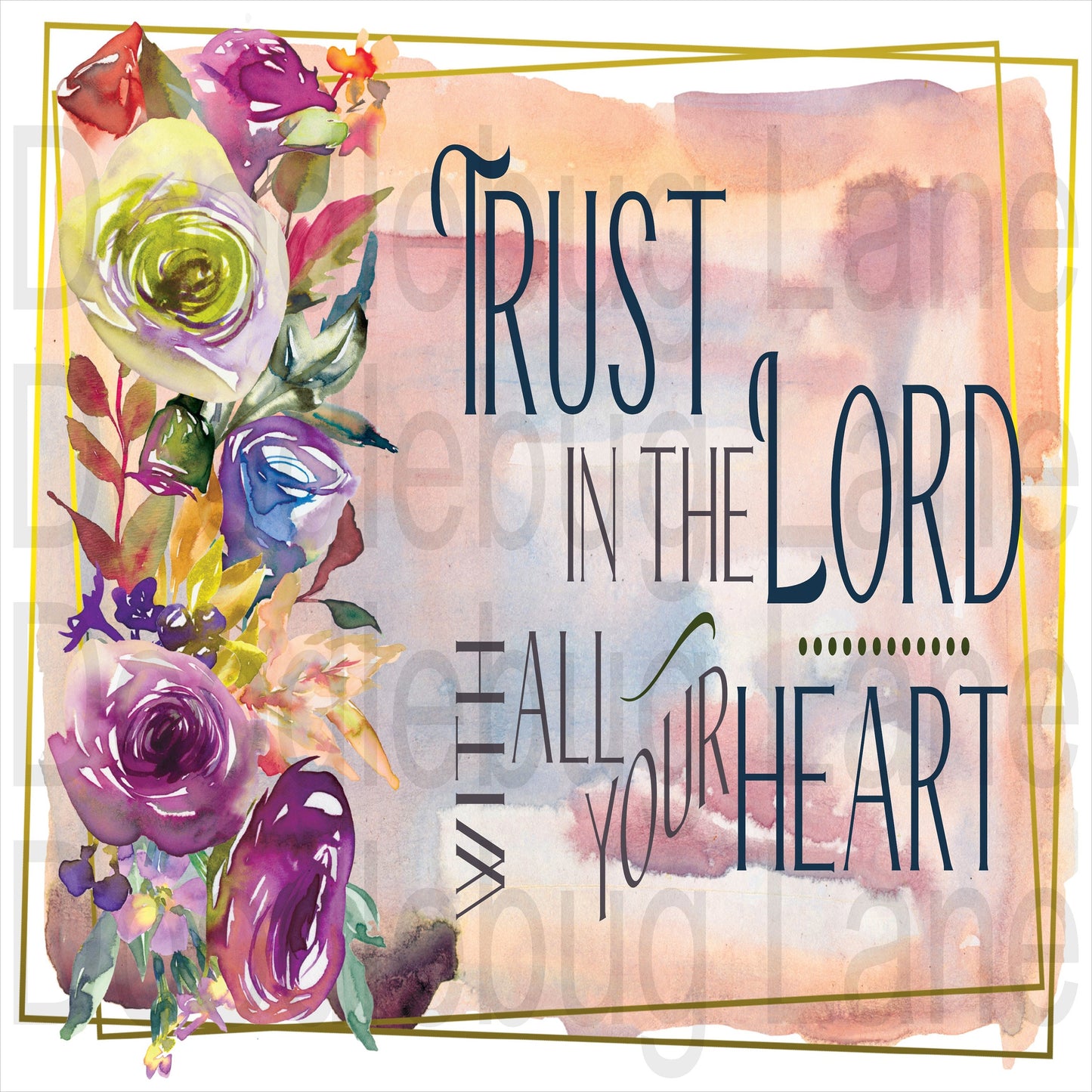 Trust In The Lord With All Your Heart-Inspirational Wreath Sign-Square Sign-Floral Sign-Metal Wreath Sign