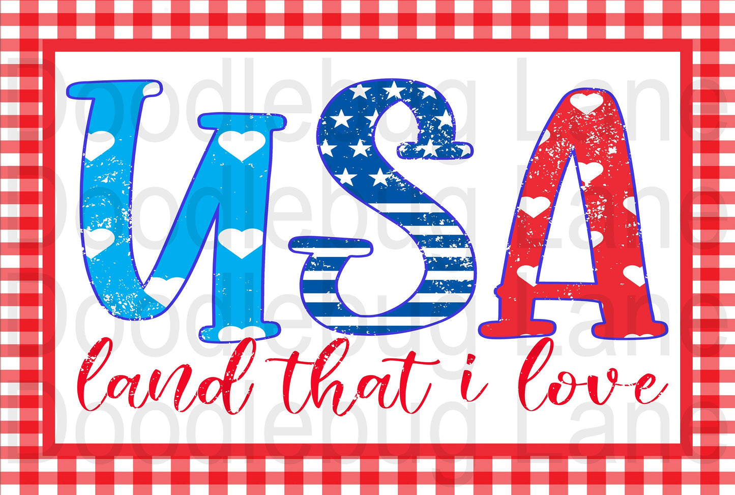 Patriotic Wreath Sign-Land That I Love-Red And White-Metal Wreath Sign-USA-Stars And Stripes-Rectangle Sign