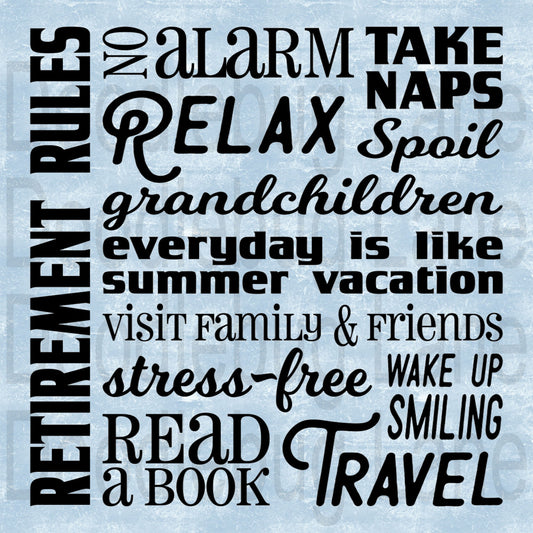 Retirement Wreath Sign - Retirement Rules - Metal Wreath Sign - Square Sign - Retirement Sign