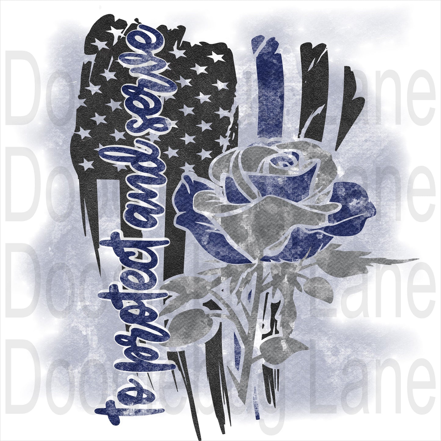 Police Officer Sign-Protect and Serve-Thin Blue Line-Distressed Flag-Blue Rose-Metal Wreath Sign-Square Sign