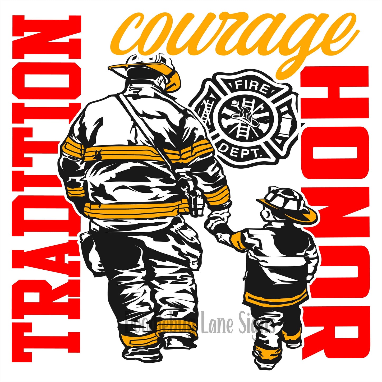 Firefighter Wreath Sign-Fireman Appreciation-Fireman Sign- Metal Wreath Sign-Square Sign-Tradition Courage Honor