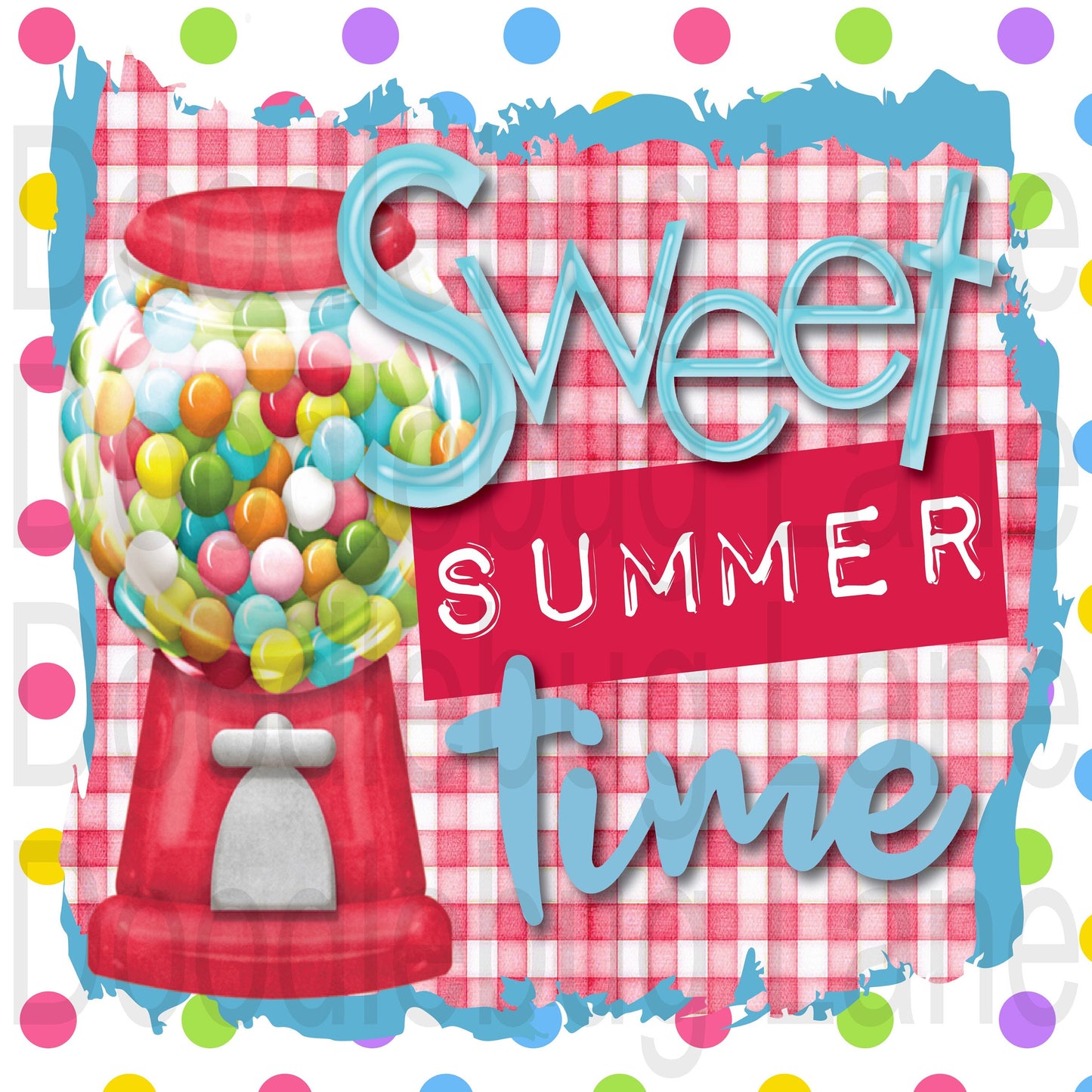 Sweet Summertime - Bubble Gum Machine - Polka Dots -Summer Wreath Sign - Metal Wreath Sign