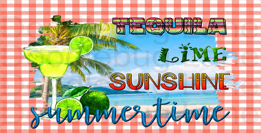 Tequilla Lime Sunshine Summertime-Summer Sign-Tequilla Sign-Beach Sign-Rectangle Sign-Metal Wreath Sign