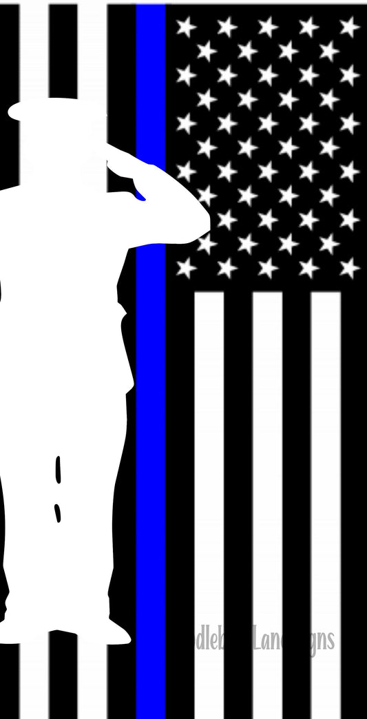 Thin Blue Line - Police Officer Sign - Back The Blue - Policeman Wreath Sign - Rectangle Sign - Metal Wreath Sign