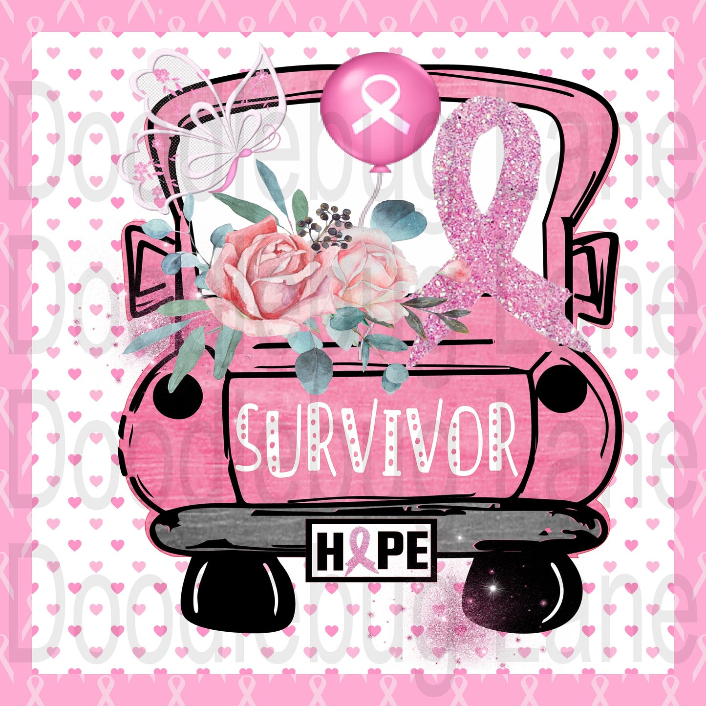 Breast Cancer Awareness Sign-Survivor Truck-Breast Cancer Decor-Cancer Awareness-Pink Ribbon-Metal Wreath Sign