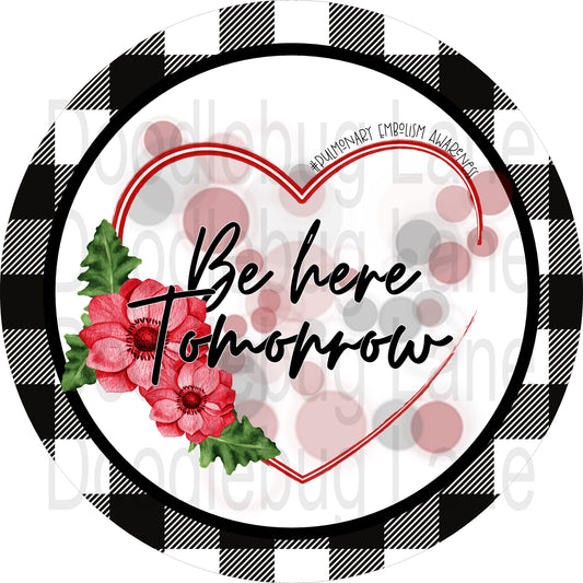 Pulmonary Embolism Awareness - Lung Disease - Black And White Buffalo Plaid - Round Sign - Metal Wreath Sign