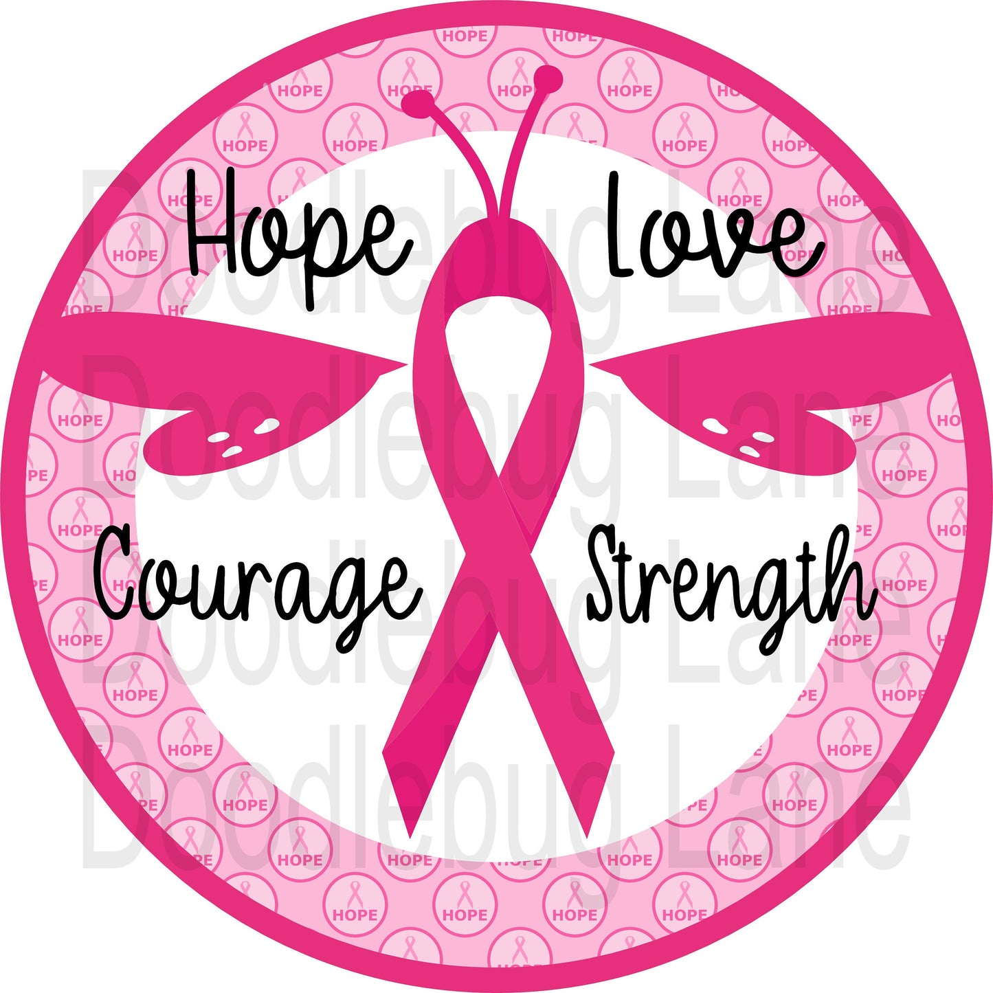 Breast Cancer Awareness - Breast Cancer Wreath Sign - Hope Love Courage - Round Sign - Metal Wreath Sign