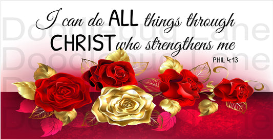 Inspirational Wreath Sign-Bible Verse-All Things Thru Christ-PHIL 4:13-Metal Wreath Sign-Rectangle Sign