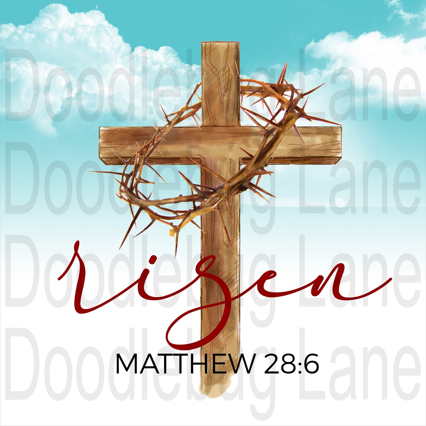 He Is Risen-Matthew 28:6-Bible Verse-Wooden Cross-Crown Of Thorns-Religious Sign-Metal Wreath Sign-Square Sign